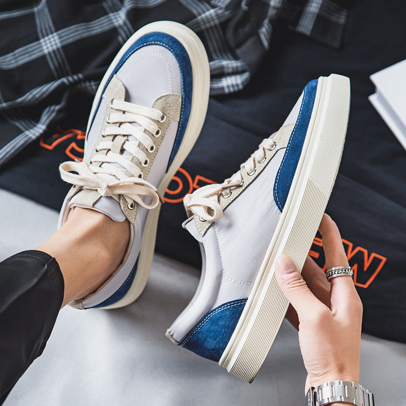 Zapatos de lona de primavera con tablero de colores en contraste para hombre