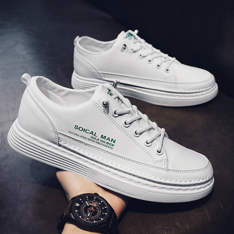 Versatile Elegant Men's White Trendy Full Sneakers