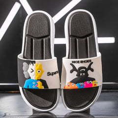 Chanclas elegantes de suela gruesa con dibujos animados para hombre