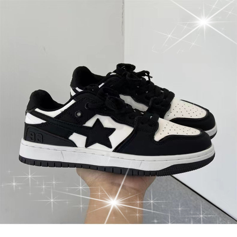 Men's And White Contrast Color Star Pattern Lovers Wild Sneakers