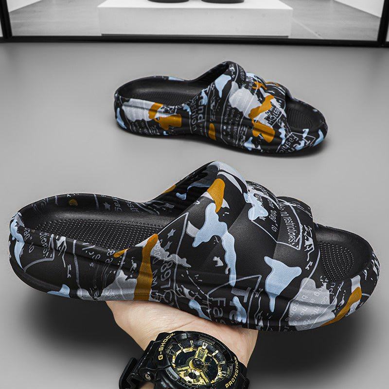 Men's Summer Camouflage Outer Wear Thick Bottom Flip Flops