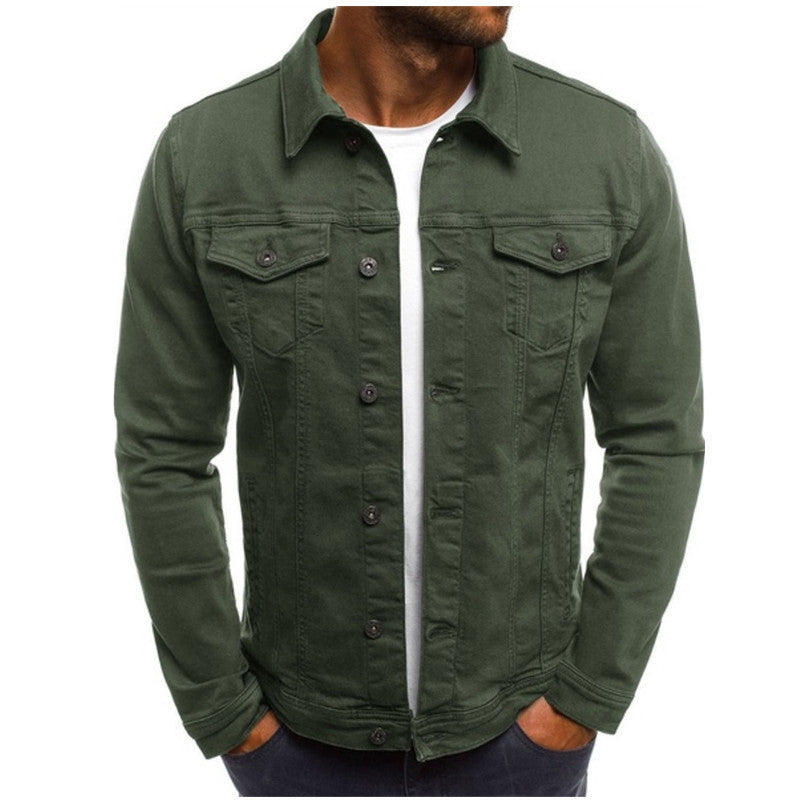 Denim Jacket Slim Fit Button Work Jacket