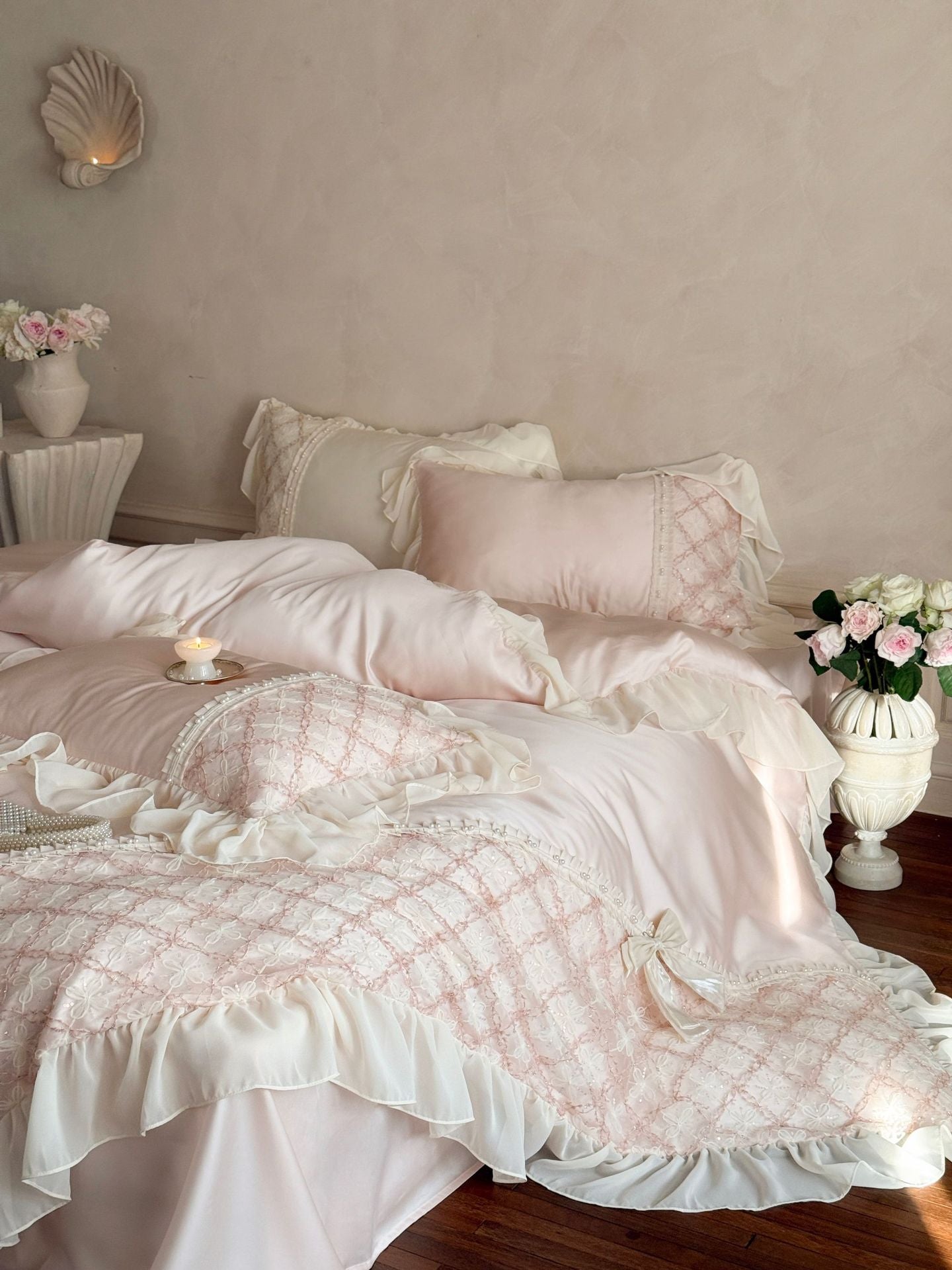 Haute Pearl TENCEL Bedding Set - White Romance