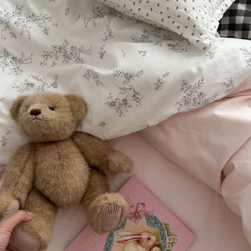 Emi Patchwork Gingham Bedding Set - Soft Mocha Pink