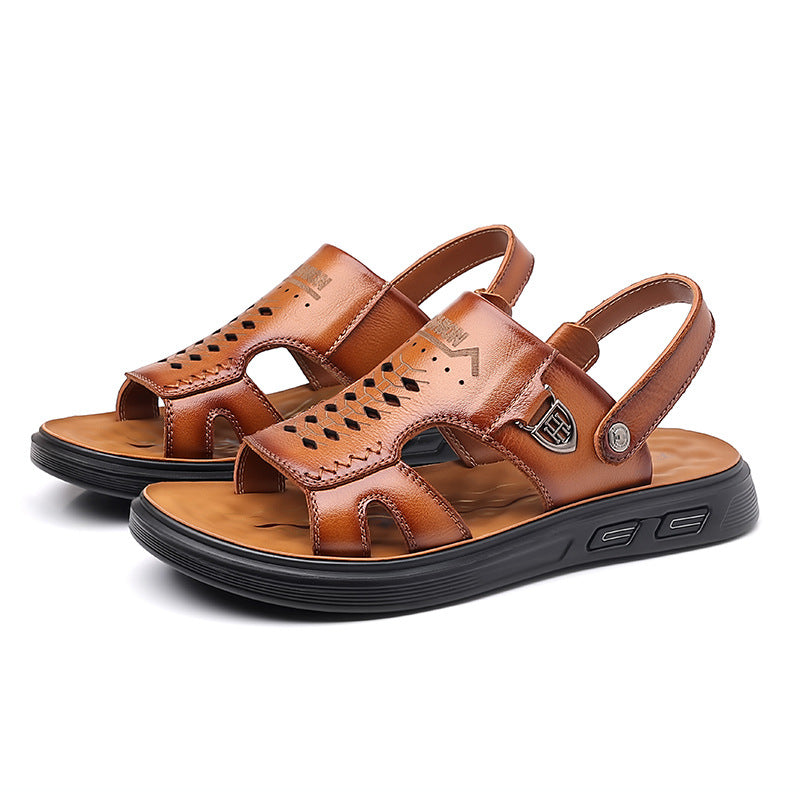 Men's Genuine Beach Soft Bottom Top Layer Sandals