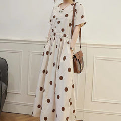 Slimming A-Line Simple Polka Dot Dress