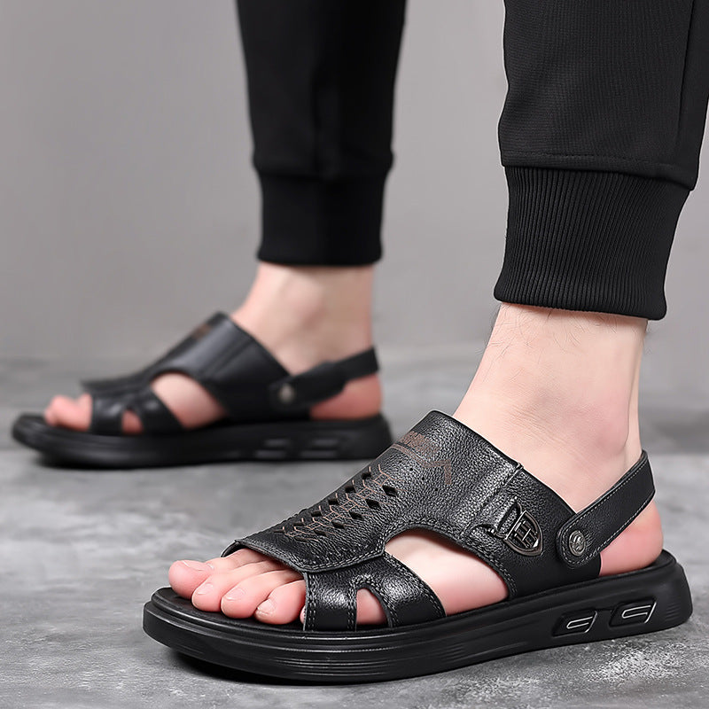 Men's Genuine Beach Soft Bottom Top Layer Sandals