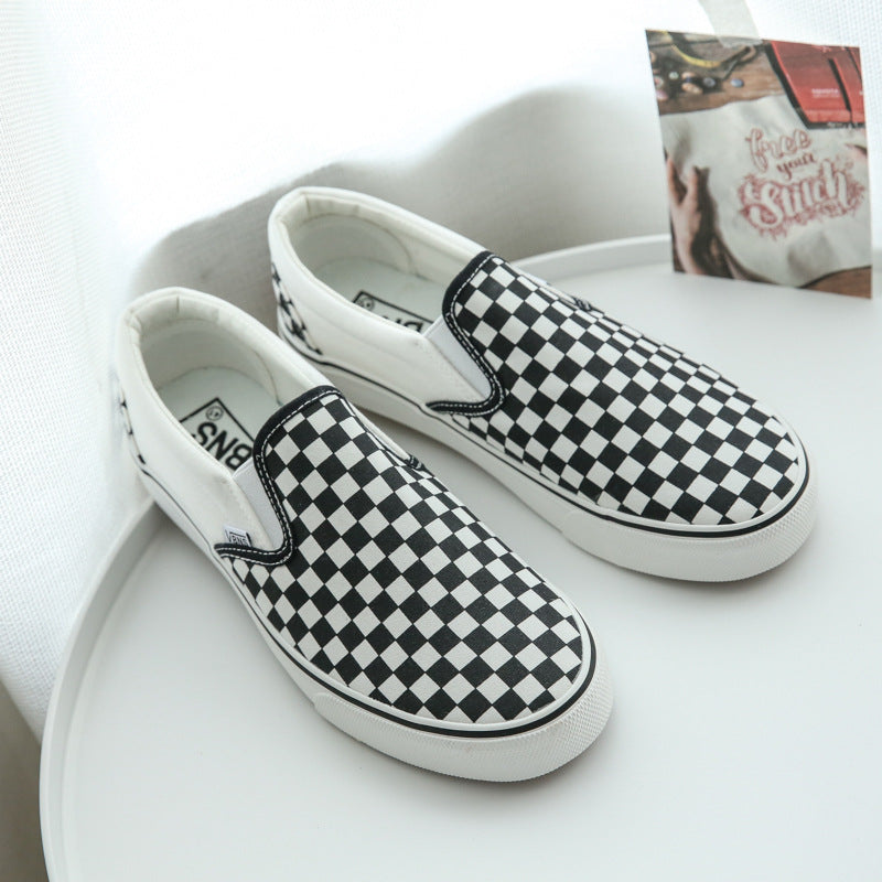 Women's & Men's Checkerboard Plaid Slip-on And Canvas Shoes