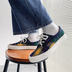 Trendy Striped Plaid Couple Korean Style Sneakers