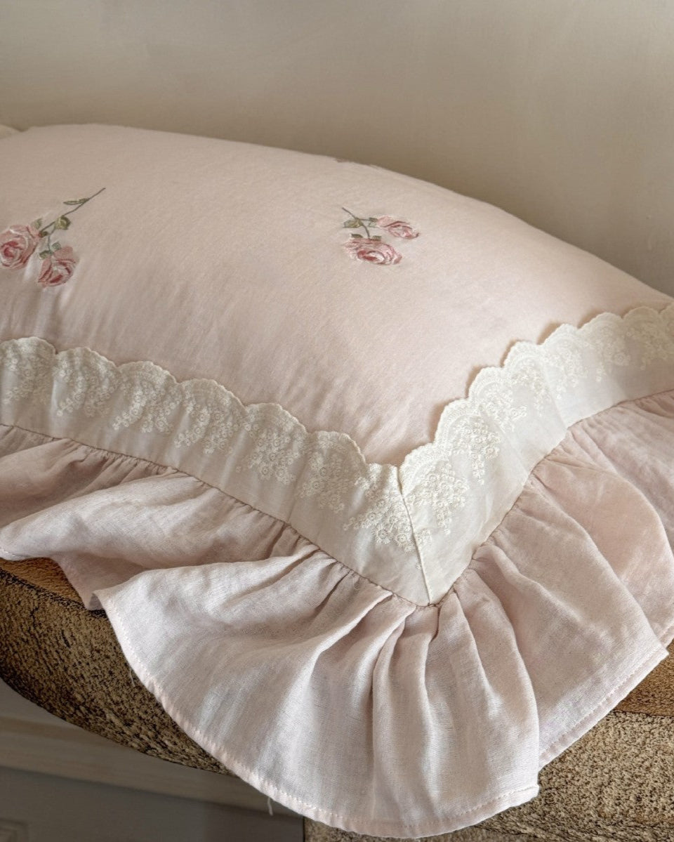 Beatrice Rose Lace Ruffle Bedding Set - Blue
