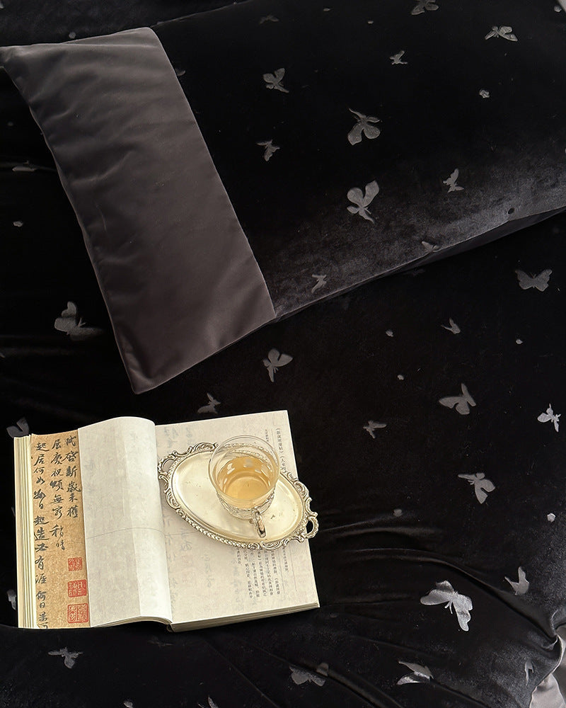 Lilou Velvet Butterfly Bedding Set - Pink Blush