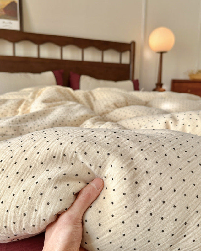 Camille French Polka Dot Bedding Set - Gray Dots