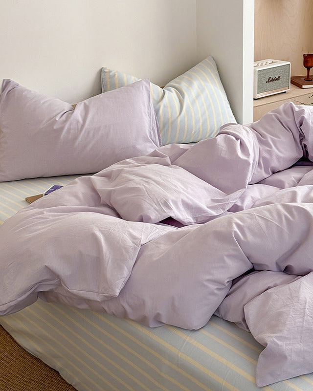 Chloe Pastel Candy Cotton Bedding Set - Pink Plaid