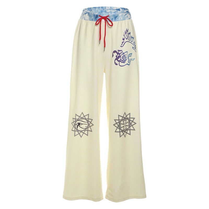 Contrast Graffiti Loose Sweatpants