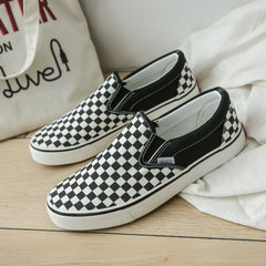 Women's & Men's Checkerboard Plaid Slip-on And Canvas Shoes