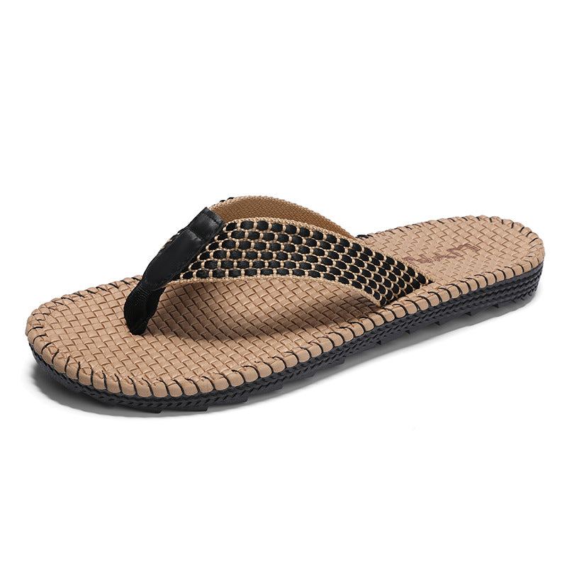 Chanclas de verano para hombre, sandalias suaves tejidas con personalidad para exteriores