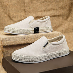 Glamorous Men's Thin Breathable Flat Slip-on Canvas Shoes