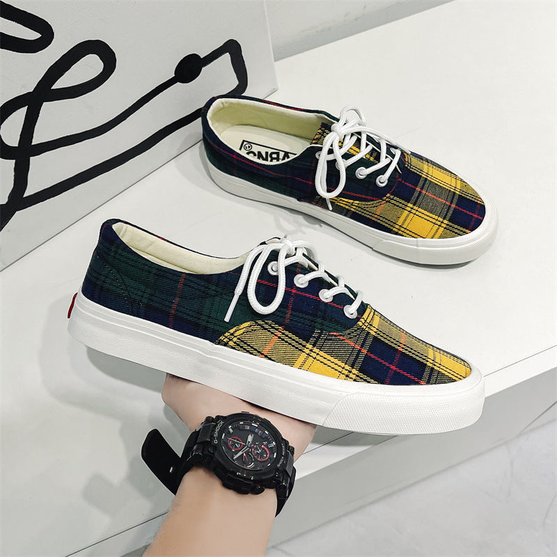 Trendy Striped Plaid Couple Korean Style Sneakers