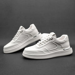 Men's White Genuine Soft Bottom Skateboard Sneakers