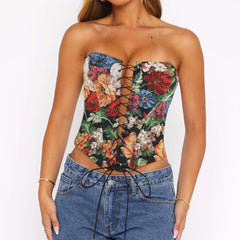 Printed Herringbone Bra Vest Tube Top
