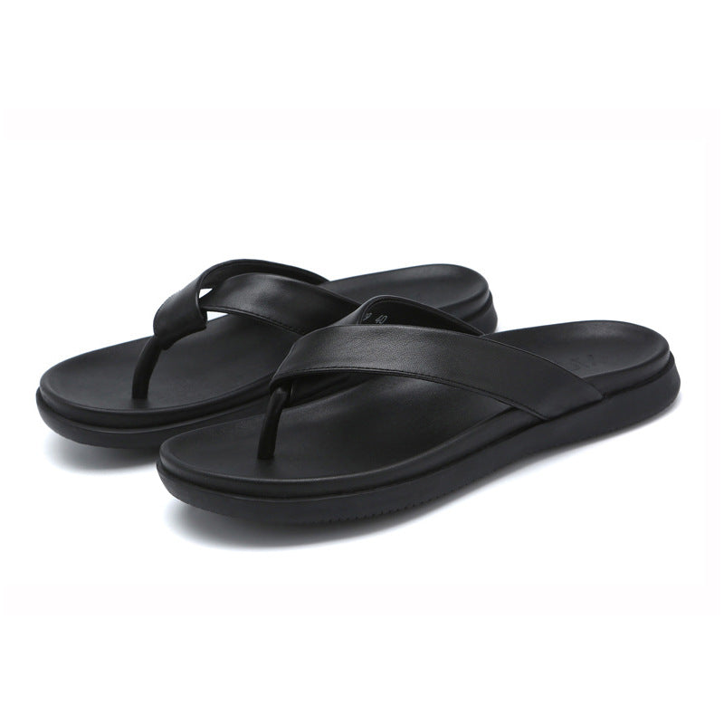 Sandalias tipo chanclas de piel de vaca de capa superior de verano para hombre