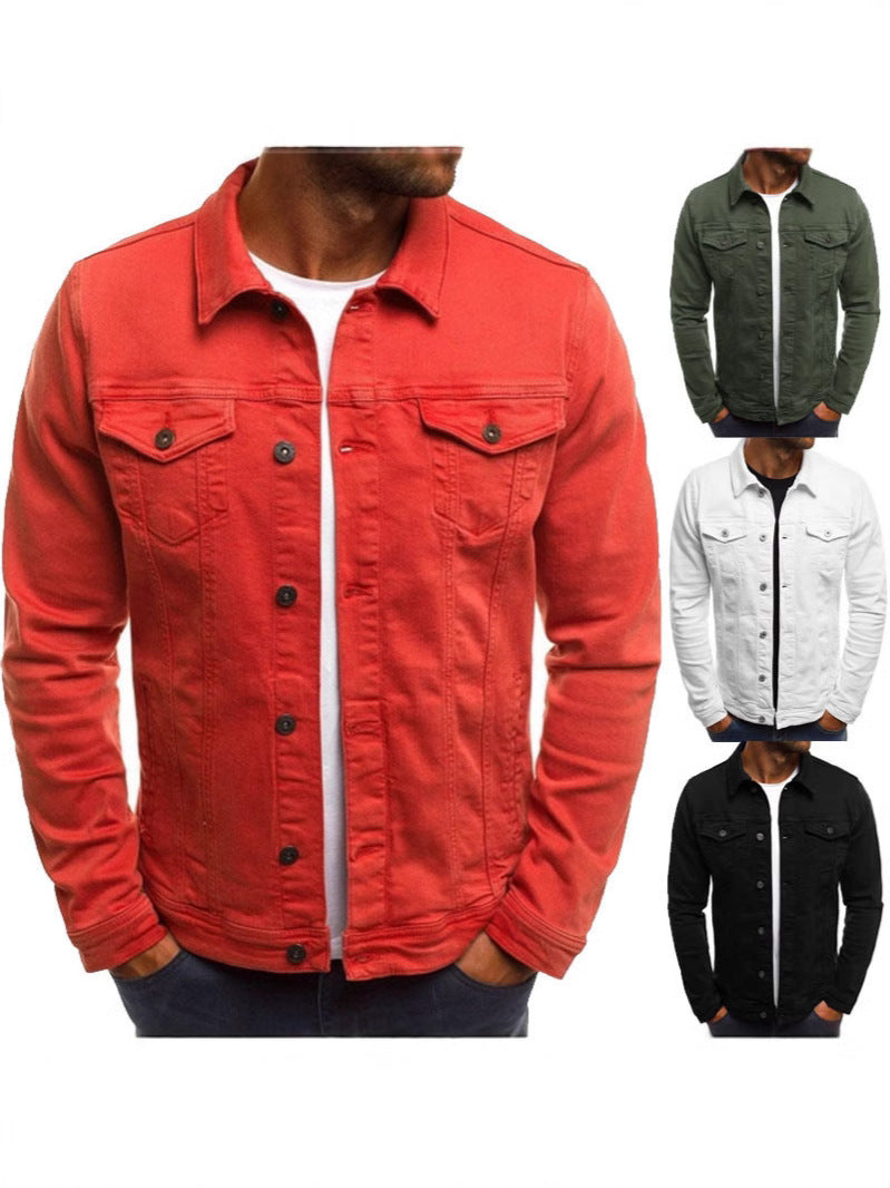 Denim Jacket Slim Fit Button Work Jacket