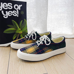 Trendy Striped Plaid Couple Korean Style Sneakers