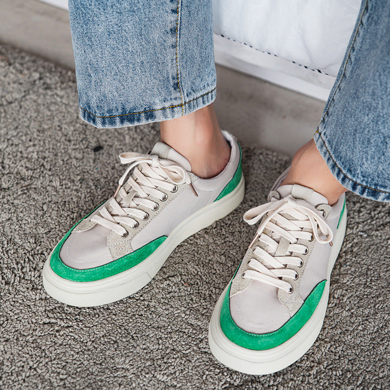 Zapatos de lona de primavera con tablero de colores en contraste para hombre