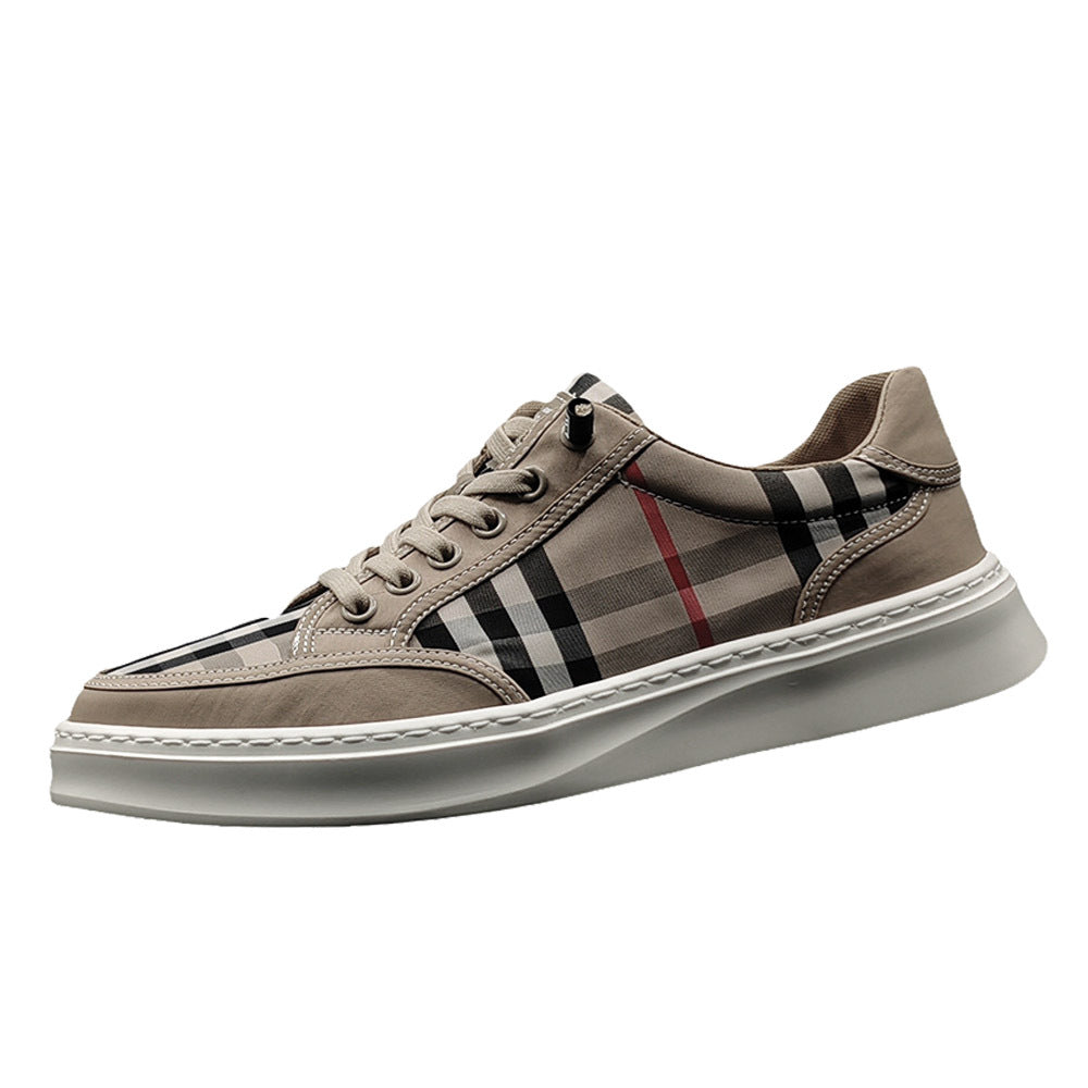 Men's Soft Bottom Skateboard Fashionable Checked Sneakers