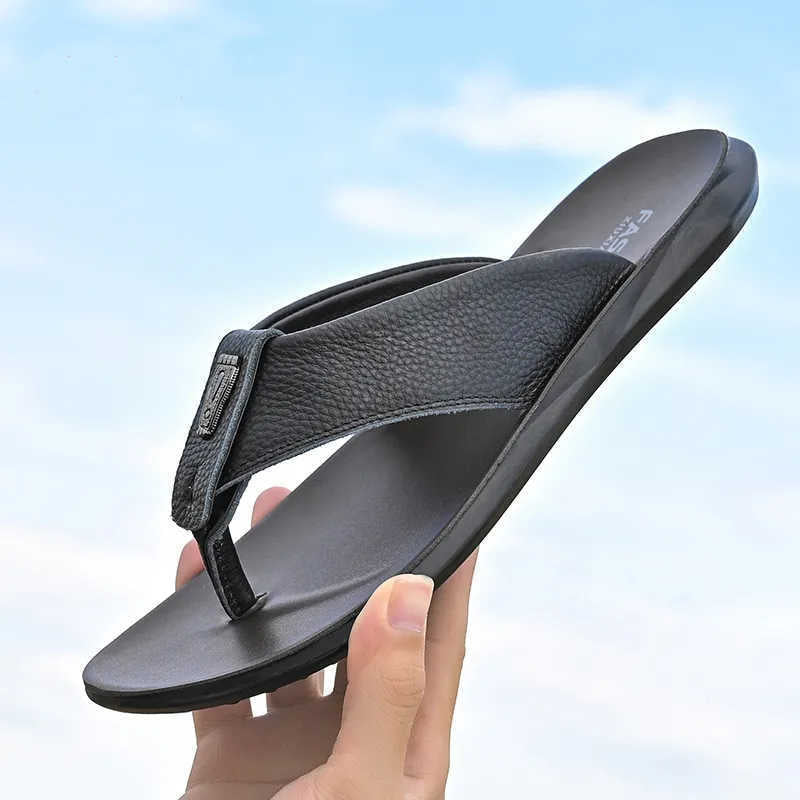 Herren Flip-Flops aus Schichtrindleder, Sommer-Deodorant, Outdoor-Flip-Flops