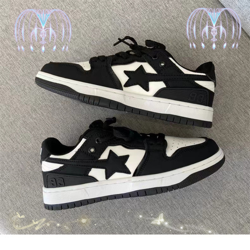 Men's And White Contrast Color Star Pattern Lovers Wild Sneakers