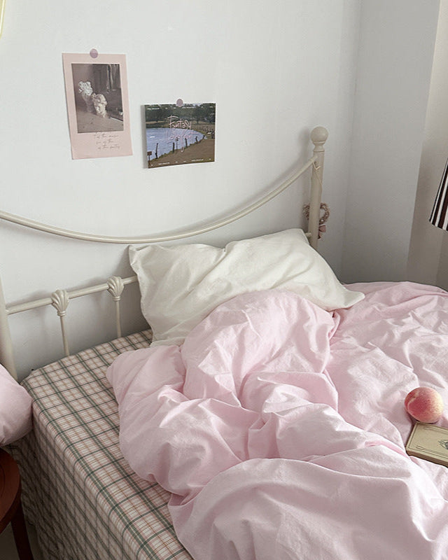Maisie Soft Pink Plaid Bedding Set