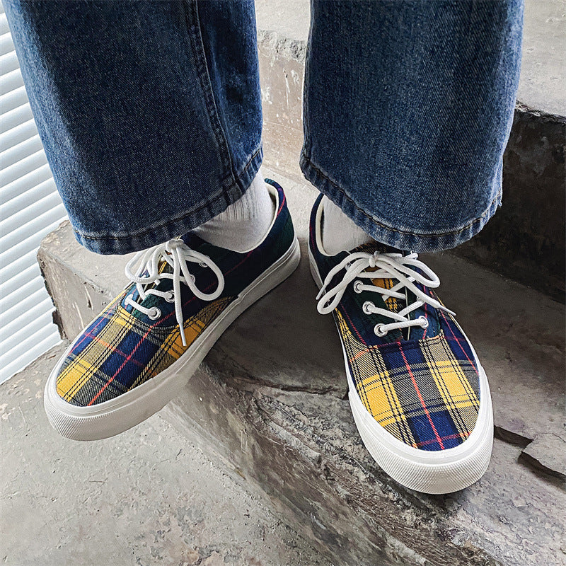 Trendy Striped Plaid Couple Korean Style Sneakers