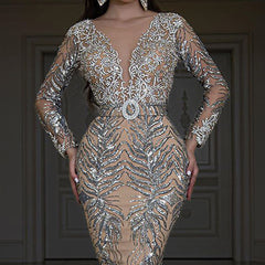 Temperament Sequin Strapless Evening Dress