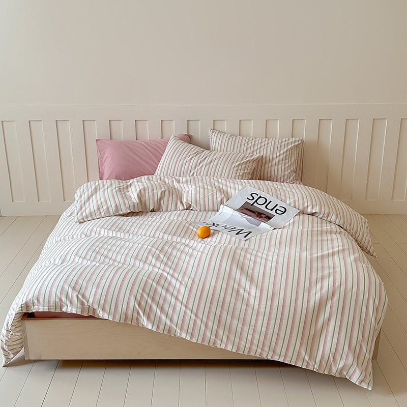 Parker Minimalist Striped Bedding Set - Red