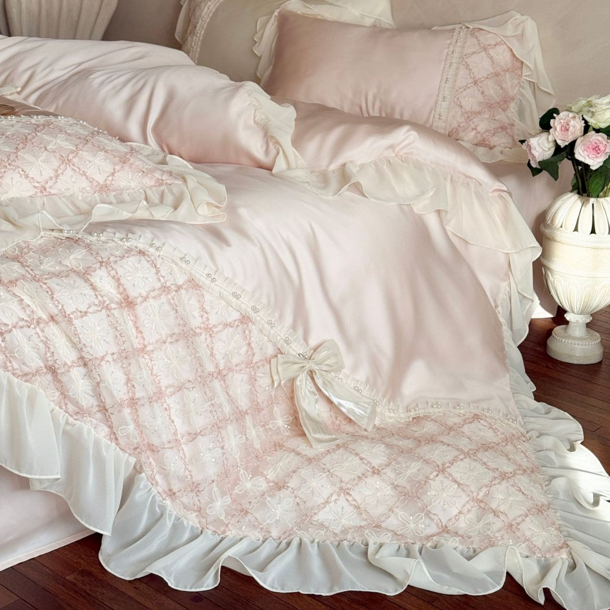 Haute Pearl TENCEL Bedding Set - White Romance