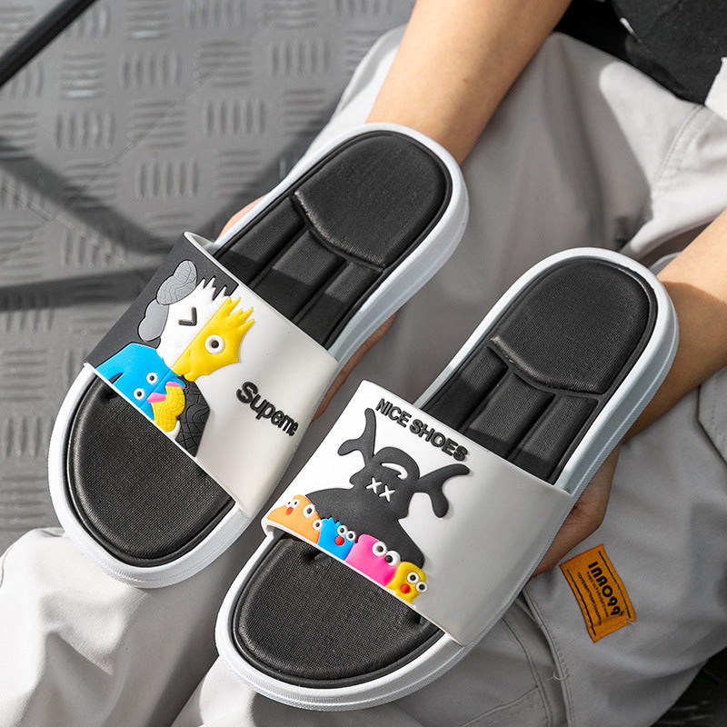 Elegante Herren-Flip-Flops mit Cartoon-Muster und dicker Sohle