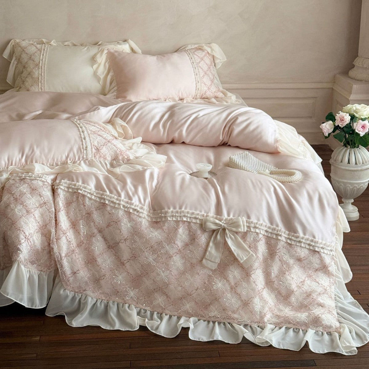 Haute Pearl TENCEL Bedding Set - White Romance