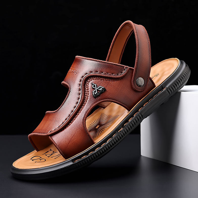 Men's First Layer Cowhide Beach Open Sandals