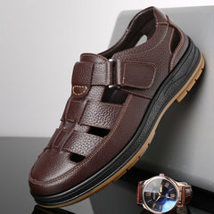 Popular Men's Summer Hollow Breathable Genuine Sandals