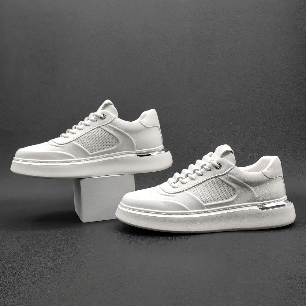 Men's White Genuine Soft Bottom Skateboard Sneakers