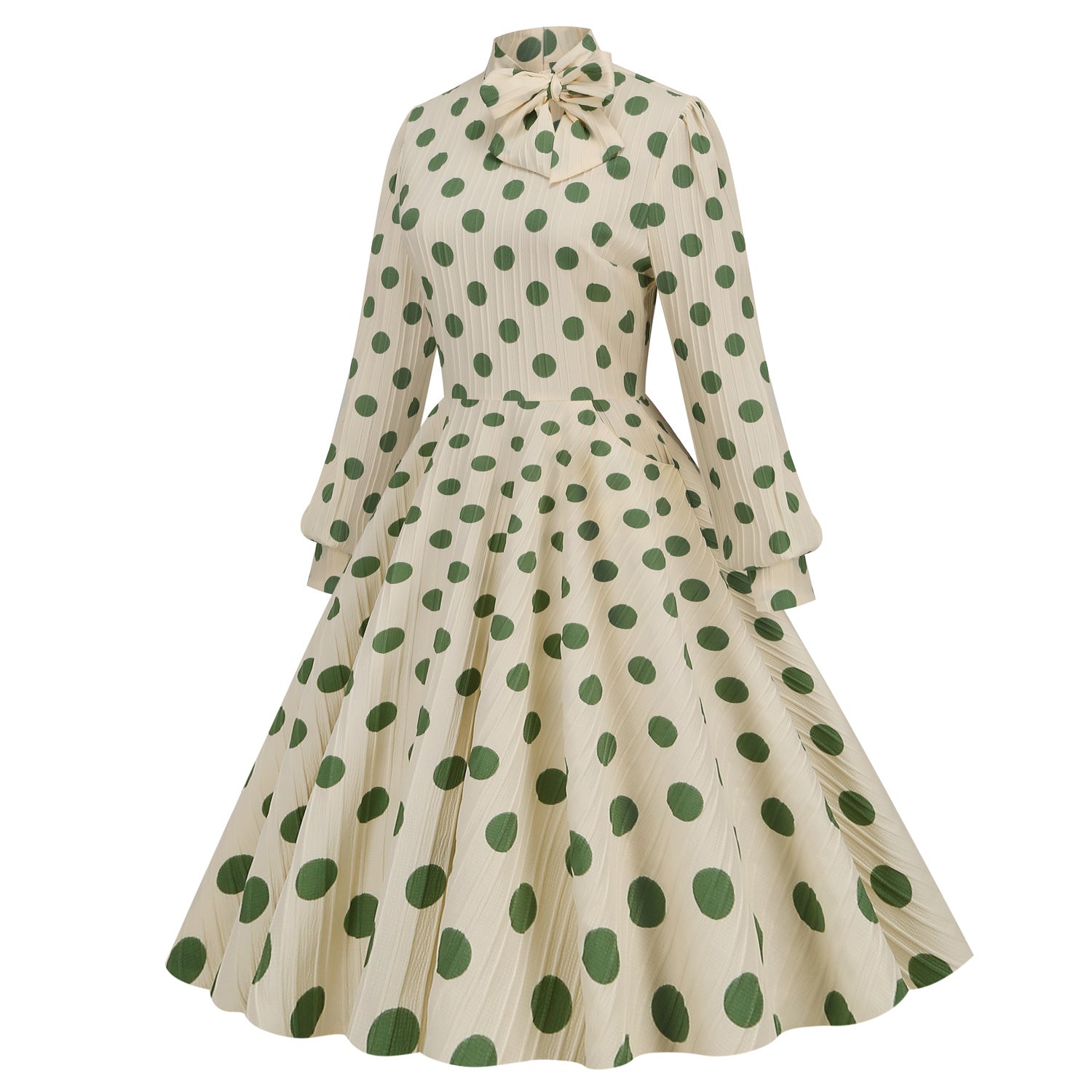 Polka Dot Temperament Long Sleeve Dress