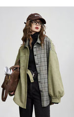 Blazer irregular con costuras a cuadros