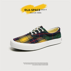 Trendy Striped Plaid Couple Korean Style Sneakers