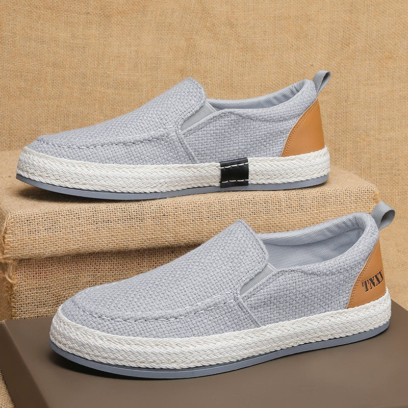 Zapatos casuales de pescador sin cordones de lino para primavera y verano para hombre