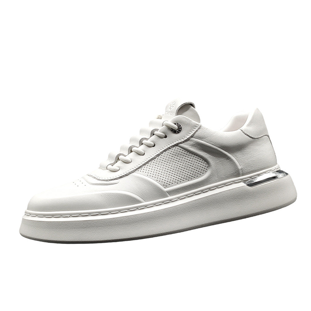 Men's White Genuine Soft Bottom Skateboard Sneakers