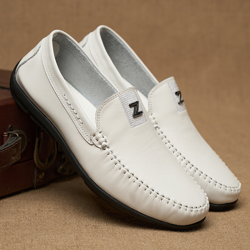 Mocasines blancos auténticos y elegantes para hombre