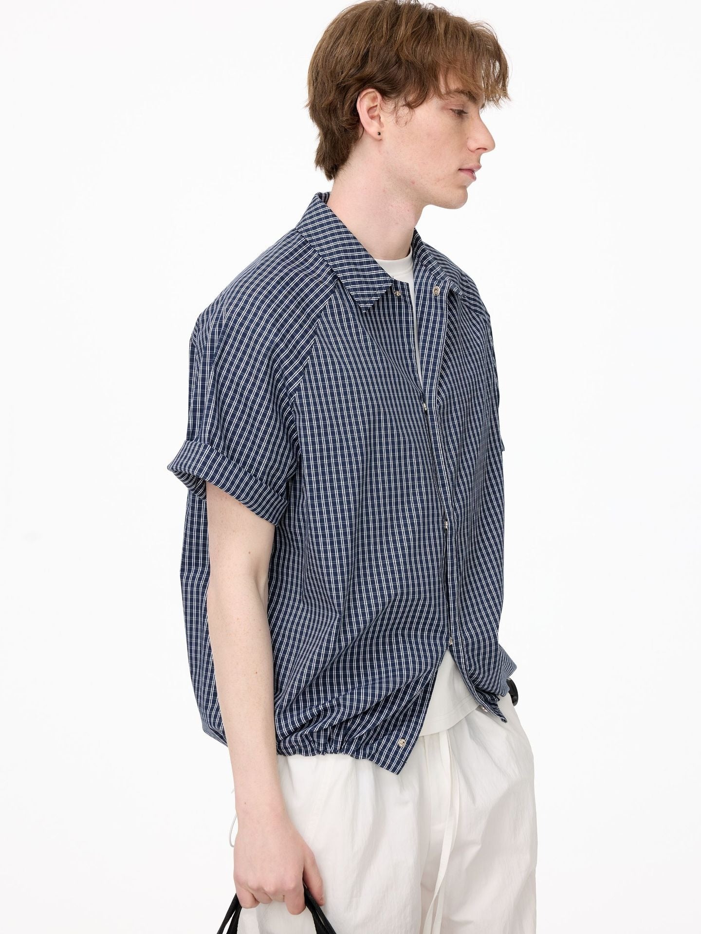 Vintage Plaid Shirt Short Sleeve Top