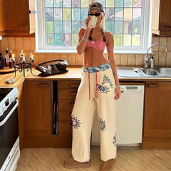 Contrast Graffiti Loose Sweatpants