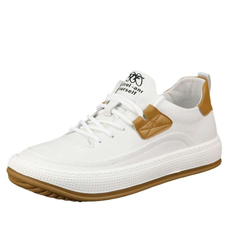 Zapatillas blancas de piel de vaca pura con punta grande para hombre Spring Clown